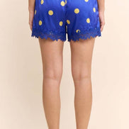 POLKA DOT SATIN LACE TRIM SHORTS