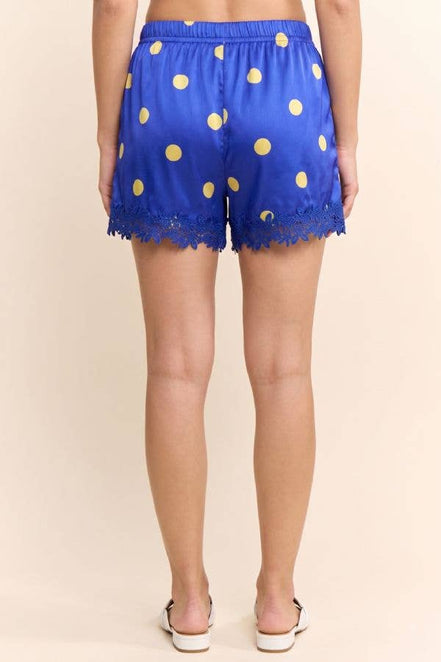 POLKA DOT SATIN LACE TRIM SHORTS