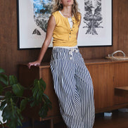 Rope Drawstring Balloon Pants Pleated Front