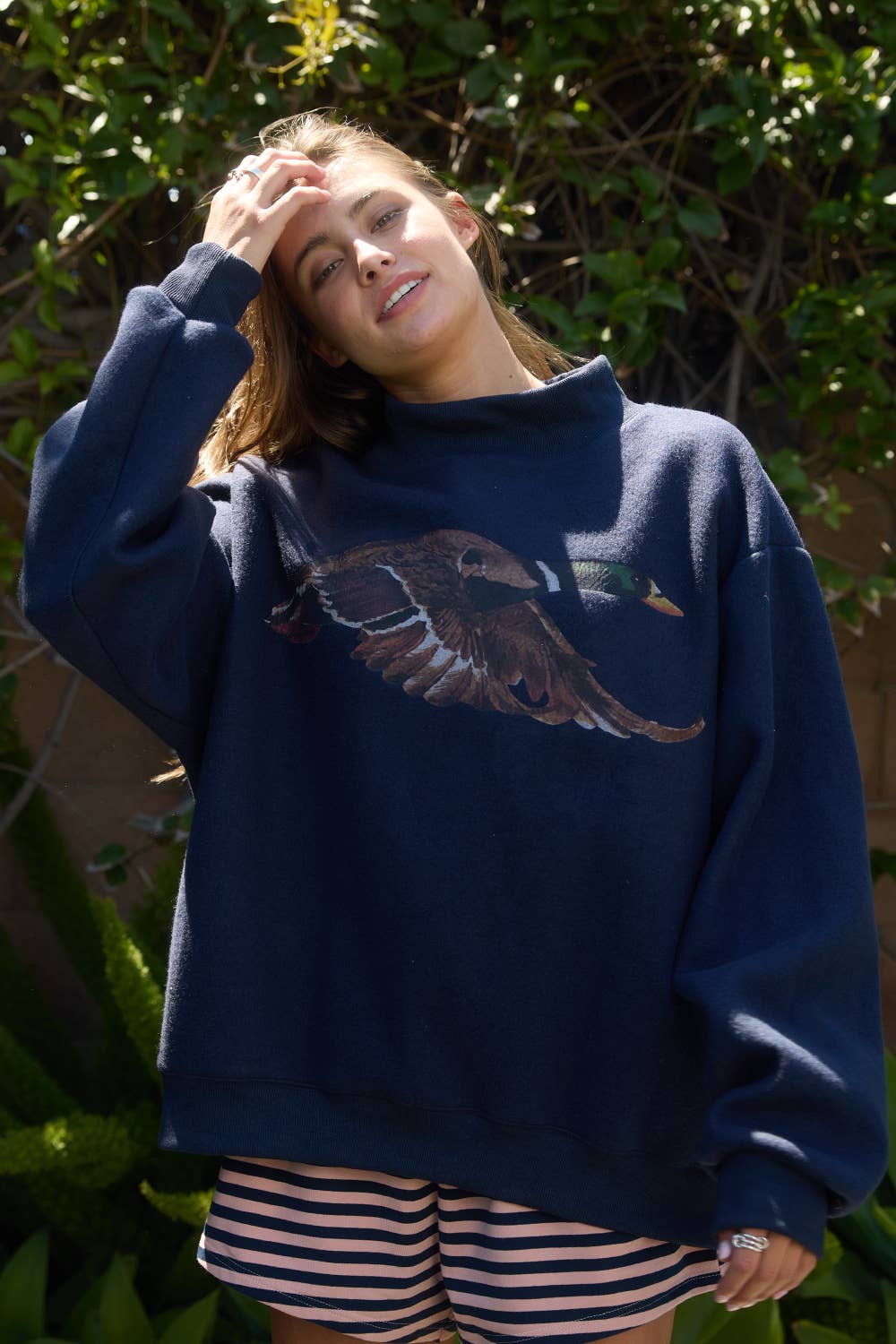 IT2594-MALLARD | 'Lucky & Mallard' Mock-Neck Sweatshirt