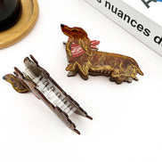 Cute Brown Dog Hair Claw Clip, Dachshund Hair Clip