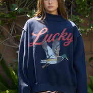 IT2594-MALLARD | 'Lucky & Mallard' Mock-Neck Sweatshirt