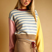 T7599ST   STRIPE WITH MULTI COLOR KNIT TOP