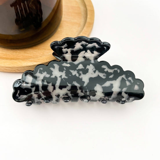 Wavy Edge Acetate Hair Claw Clip, Stylish Marble Design