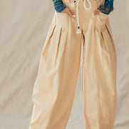 Rope Drawstring Balloon Pants Pleated Front