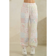 Floral textured lounge pants