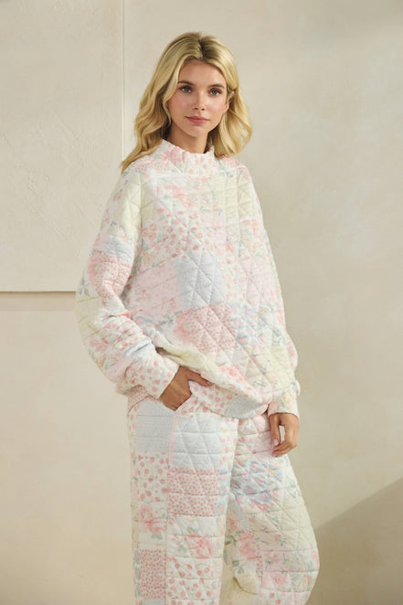 Floral textured lounge pants