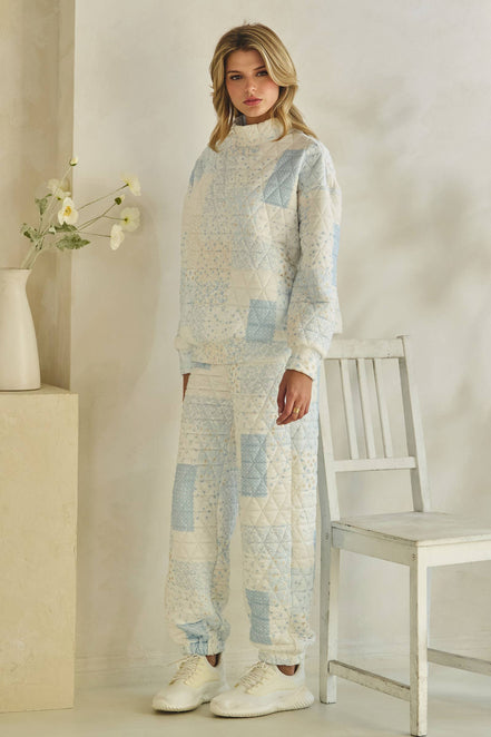 Floral textured lounge pants