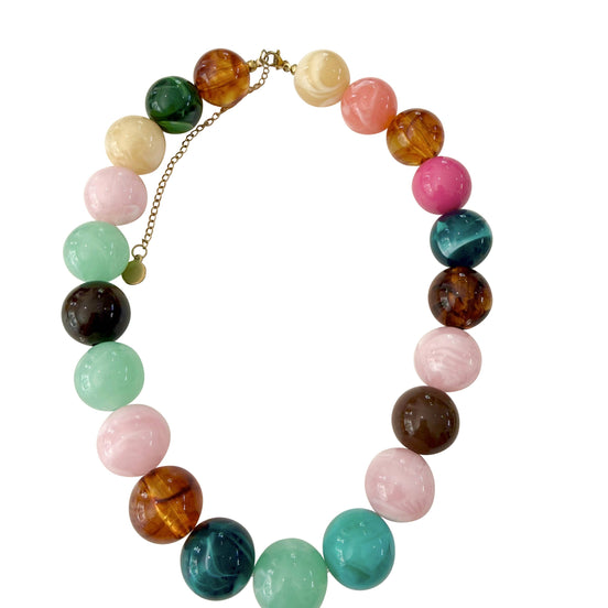 Dora Chunky Beaded Necklace - Pink Mix