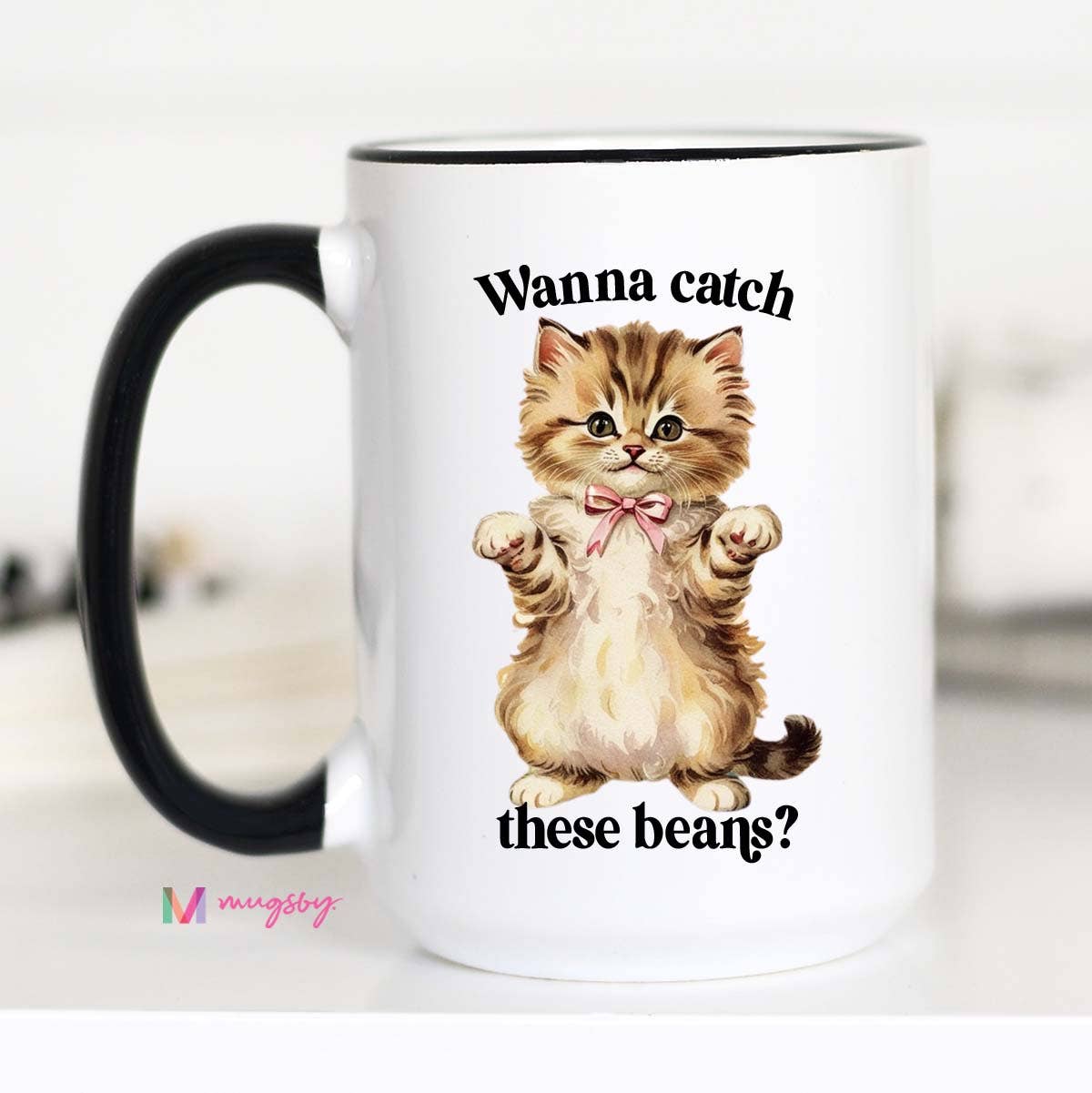 Catch These beans Funny Cat Coffee Mug, Cat Lover, Cat Store