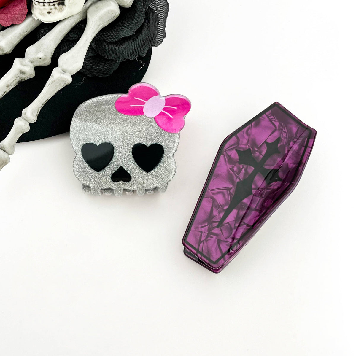 Halloween Skull Hair Clips, Easter Coffin Claw Clip