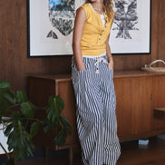 Rope Drawstring Balloon Pants Pleated Front