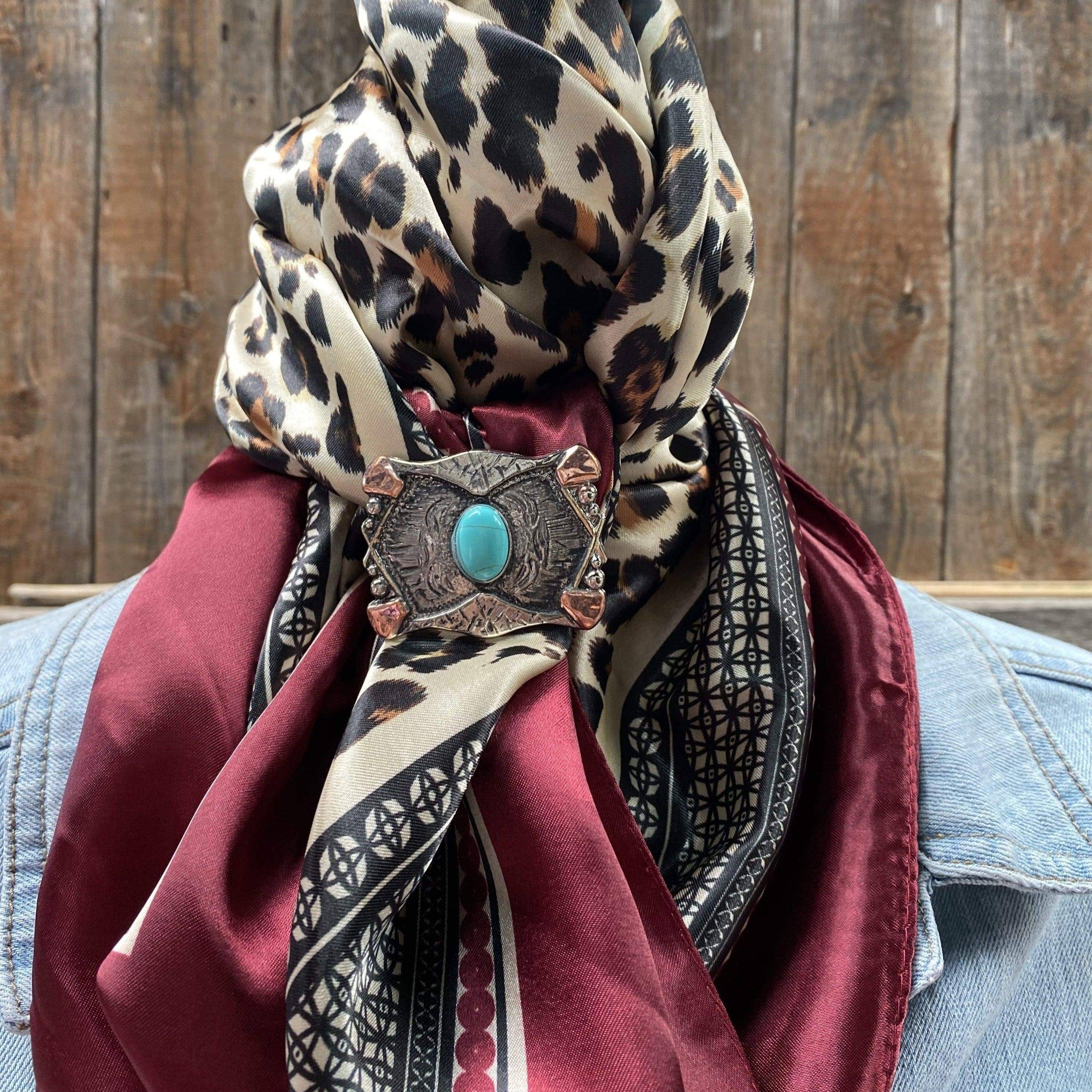Wine Leopard Print Wild Rag