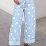 Casual Polka Dot Ankle Length Regular Jeans |4-16
