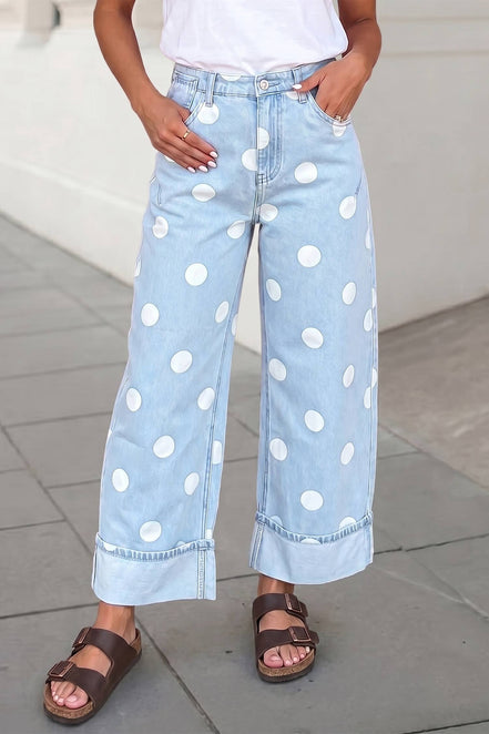 Casual Polka Dot Ankle Length Regular Jeans |4-16