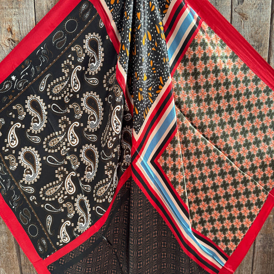 Red and Black Multi Patterned Wild Rag