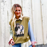 The Brahma Bull Boxy Tank- Olive Green 