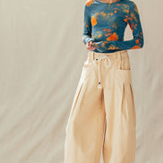 Rope Drawstring Balloon Pants Pleated Front