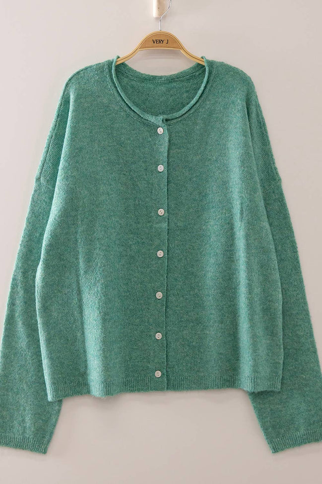 12W3789N-Soft Touch Button Cardigan