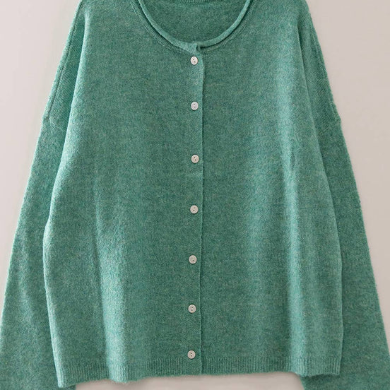 Green Soft Touch Button Cardigan