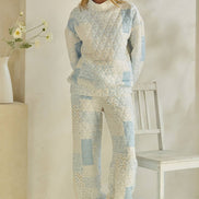 Floral textured lounge pants