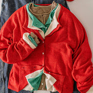 12W3789N-Soft Touch Button Cardigan
