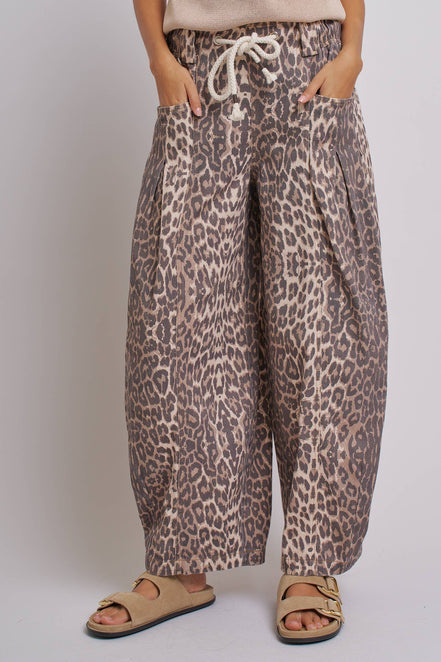 Rope Drawstring Balloon Pants Pleated Front
