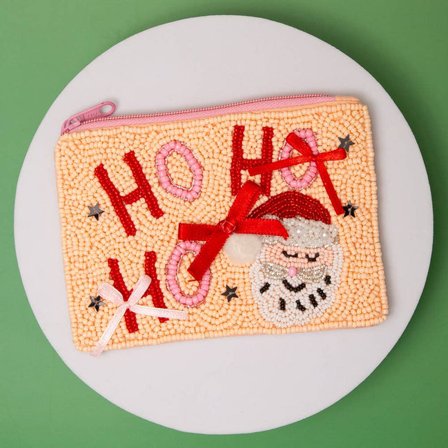 Ho Ho Ho Beaded Santa Coin Bag