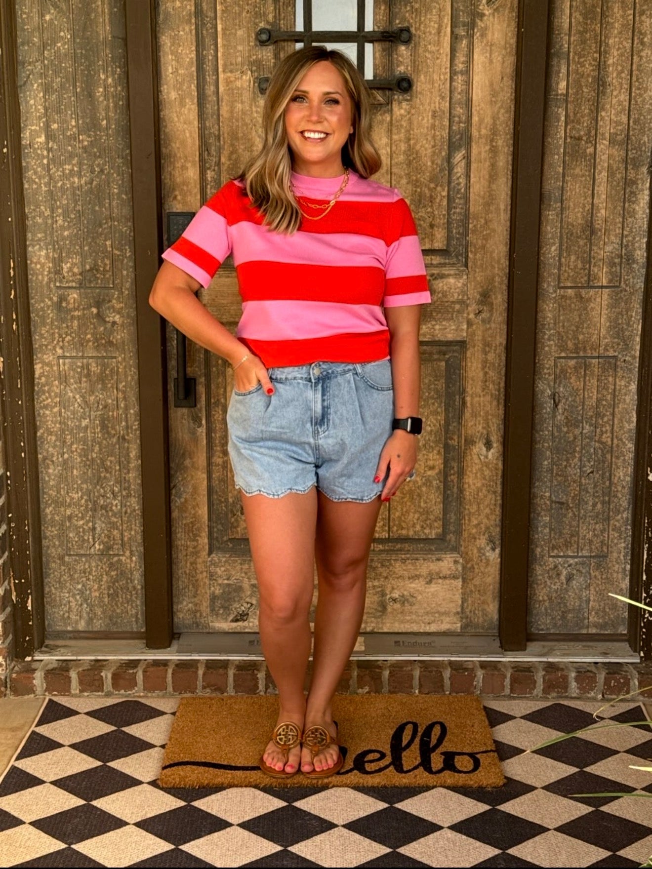 Western Scalloped Trim Pockets Denim Shorts | 4-16