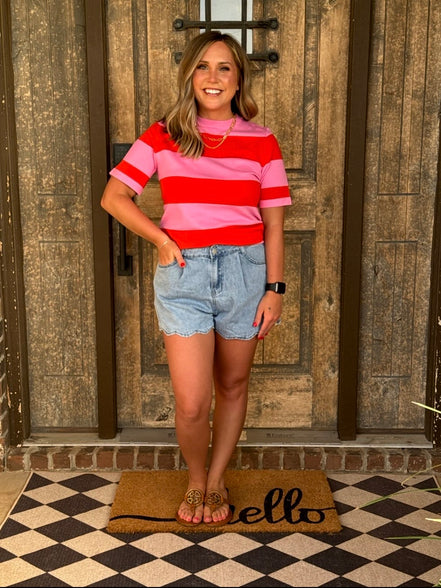 Western Scalloped Trim Pockets Denim Shorts | 4-16