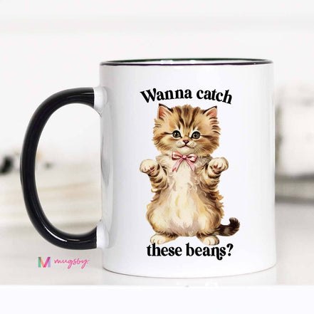 Catch These beans Funny Cat Coffee Mug, Cat Lover, Cat Store