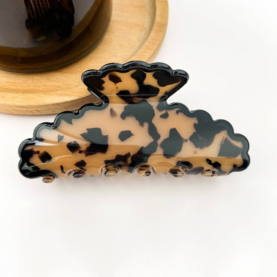 Wavy Edge Acetate Hair Claw Clip, Stylish Marble Design