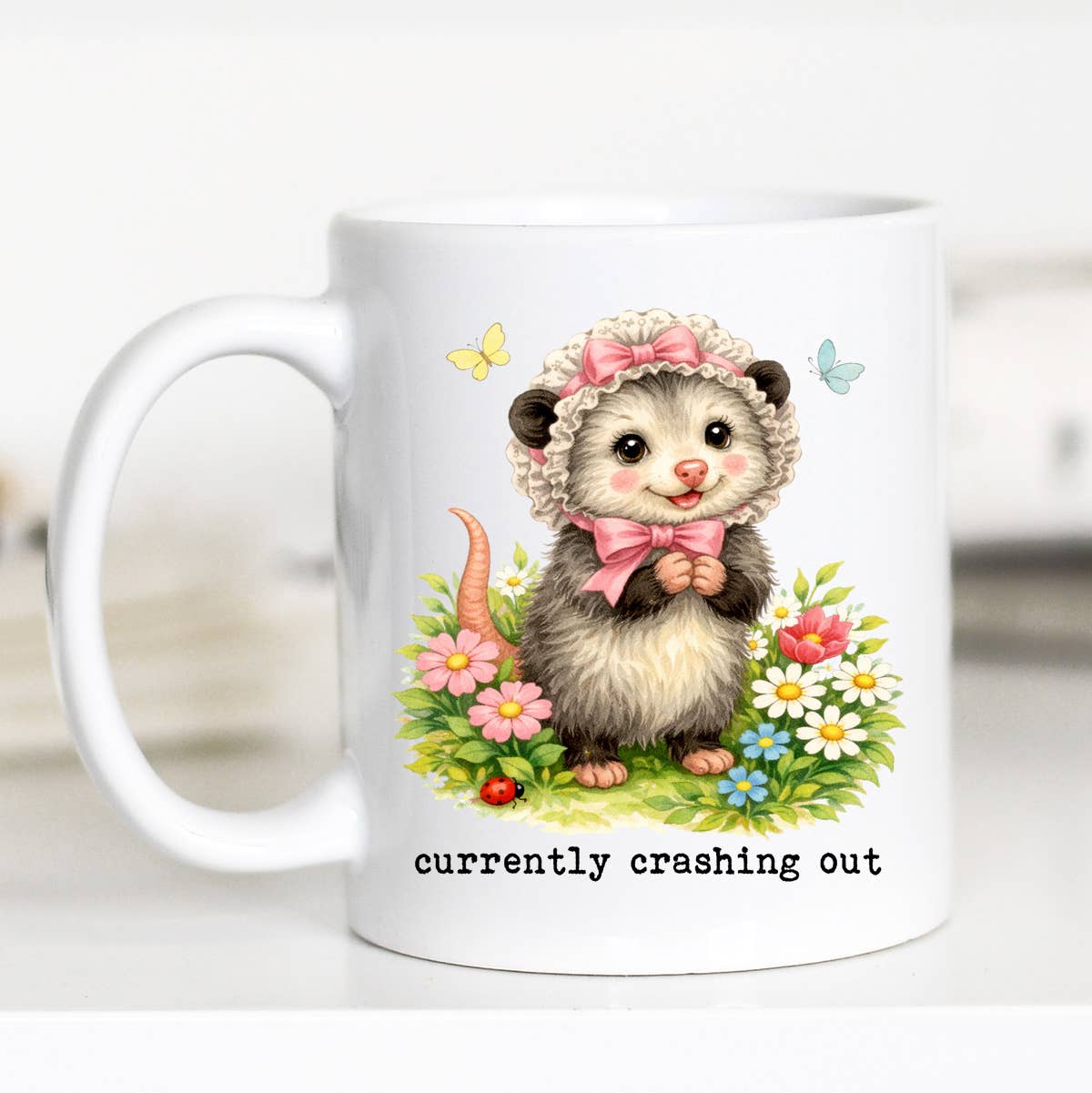 Currently Crashing Out Funny Coffee Mug, Possum Gift, Mug