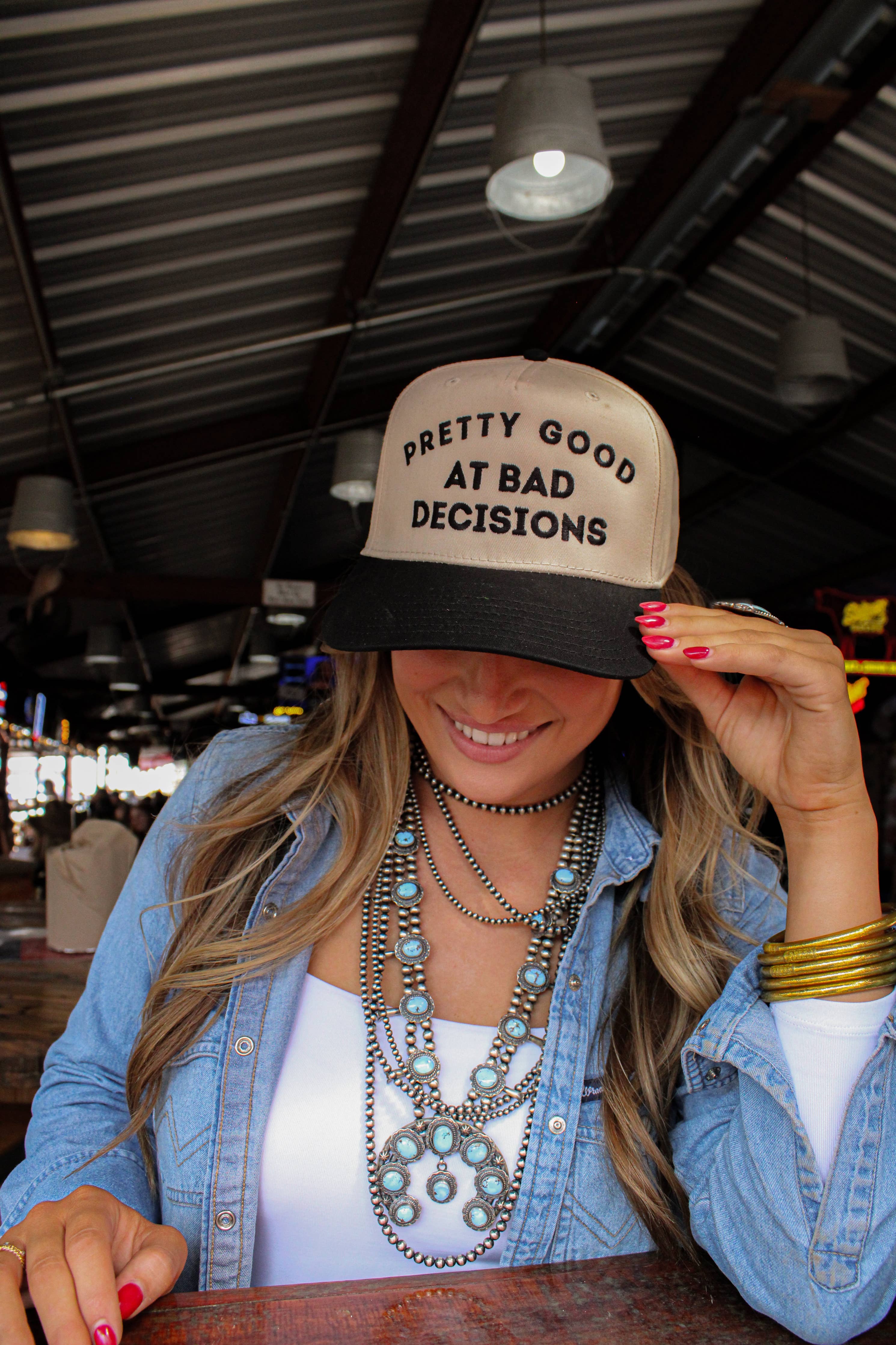PRETTY GOOD AT BAD DECISIONS CANVAS CAP