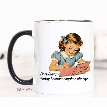 Funny Dear Diary Mug | Retro Girl Humor Coffee Mug