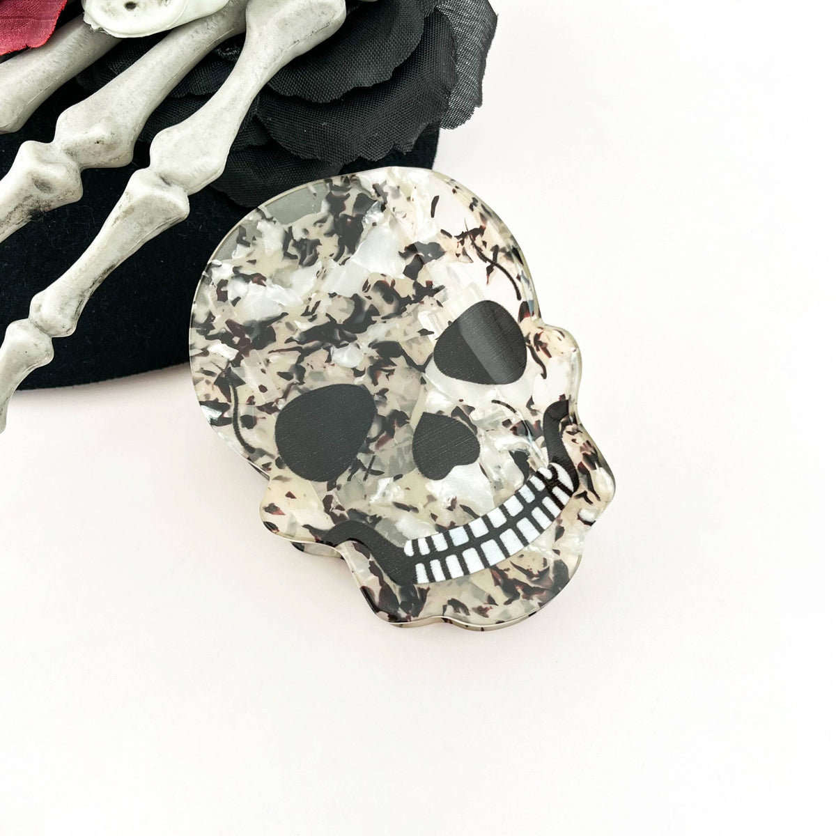 Black Skull Hair Claw Clip, Halloween Hair Clip