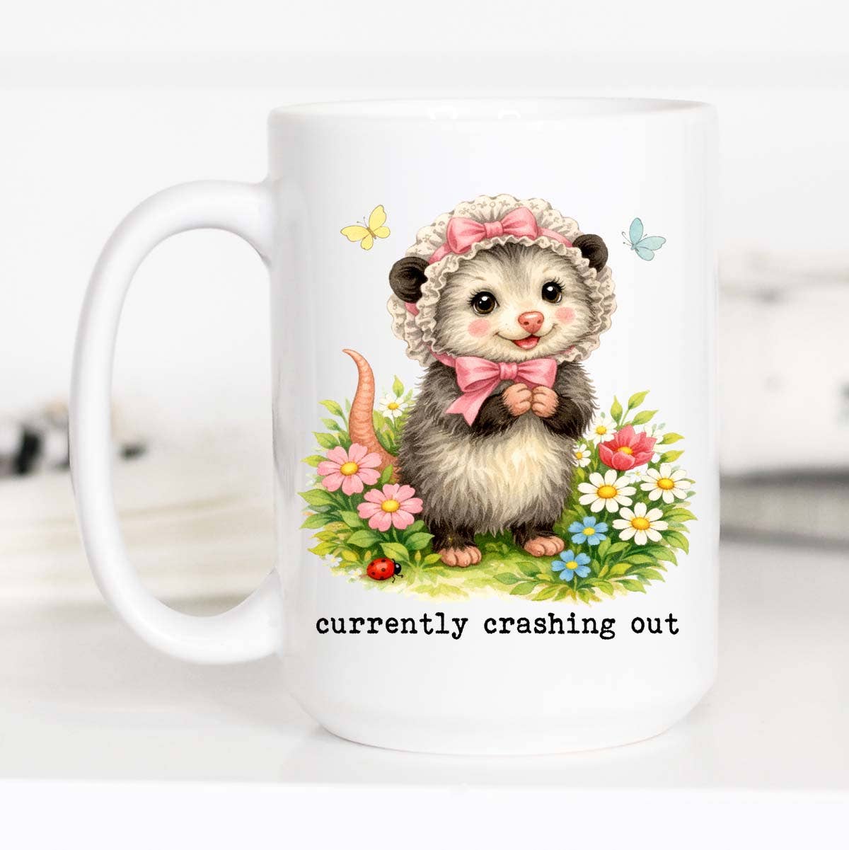 Currently Crashing Out Funny Coffee Mug, Possum Gift, Mug