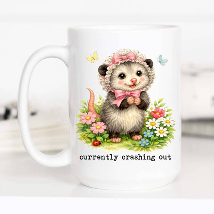 Currently Crashing Out Funny Coffee Mug, Possum Gift, Mug