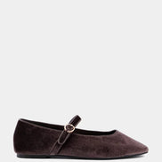 Annabelle Taupe Velvet Mary Janes
