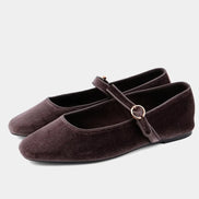 Annabelle Taupe Velvet Mary Janes
