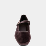 Annabelle Taupe Velvet Mary Janes
