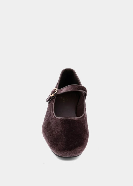 Annabelle Taupe Velvet Mary Janes