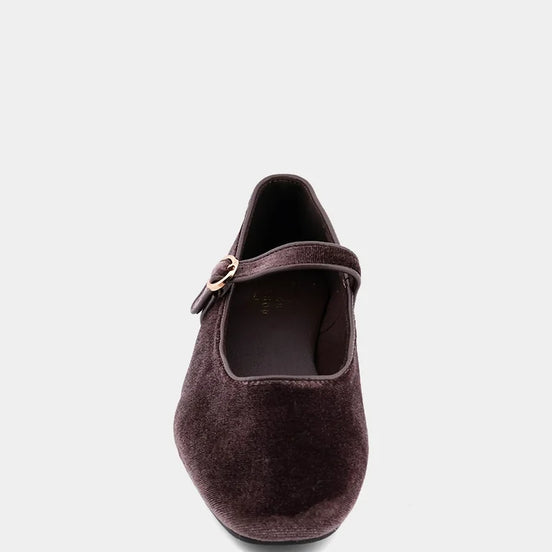 Annabelle Taupe Velvet Mary Janes