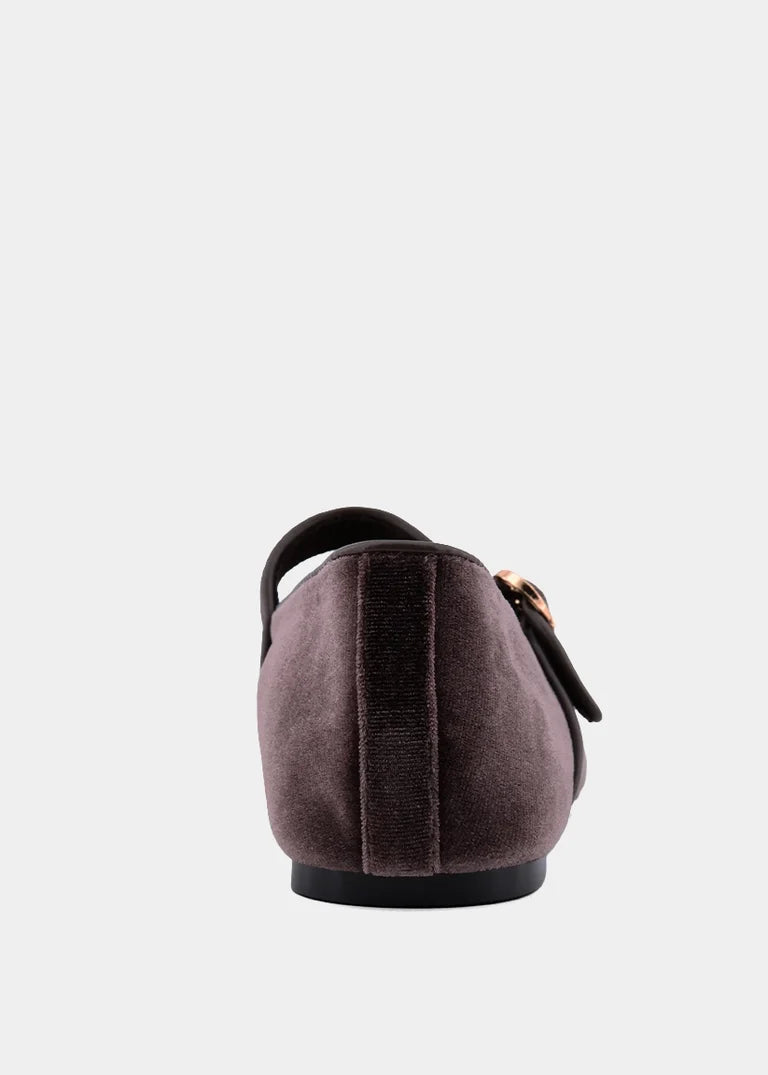Annabelle Taupe Velvet Mary Janes