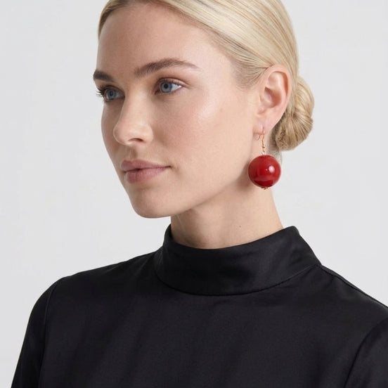Red Ball Oversized Earrings