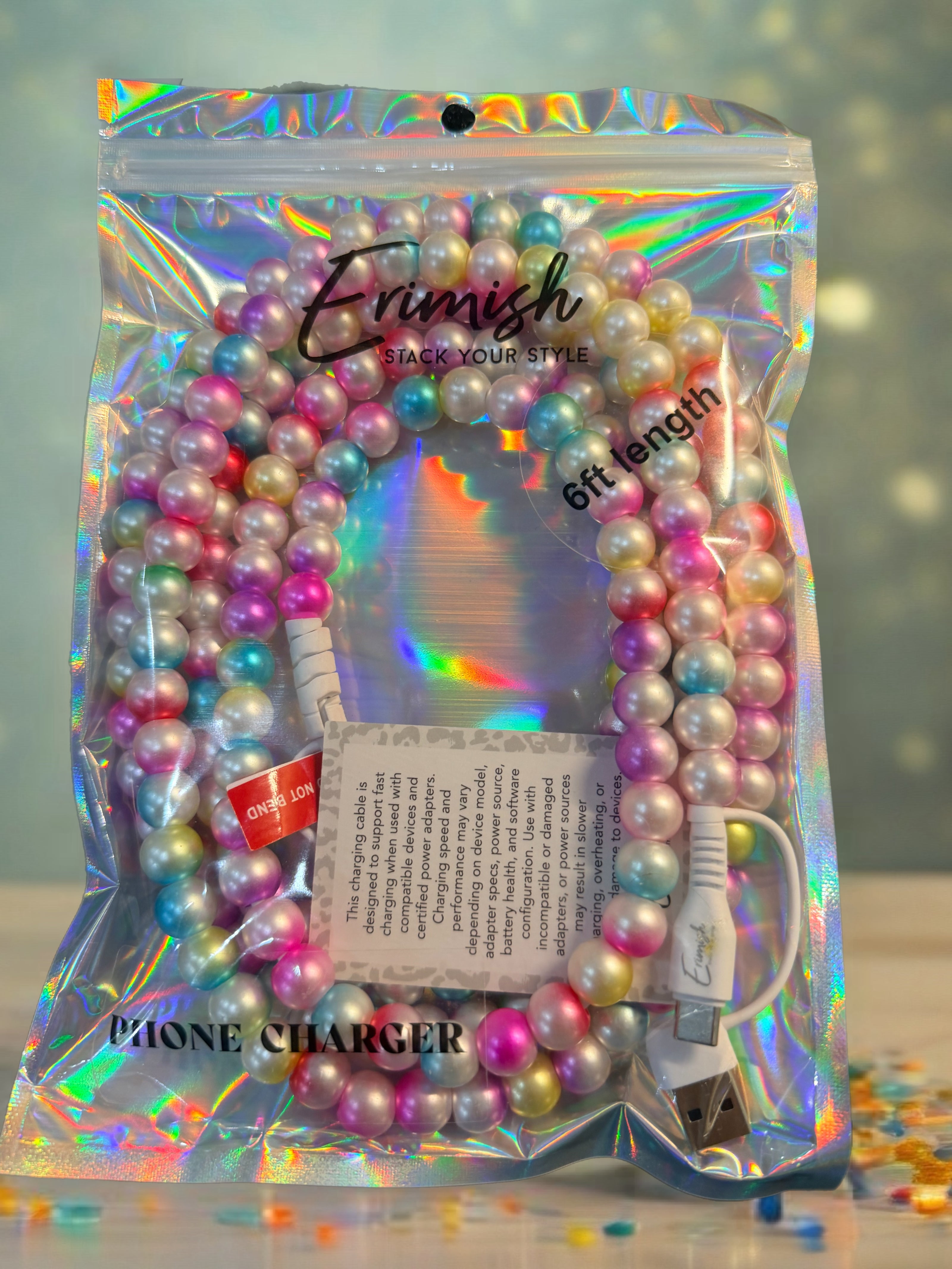 6-ft beaded phone charging cable