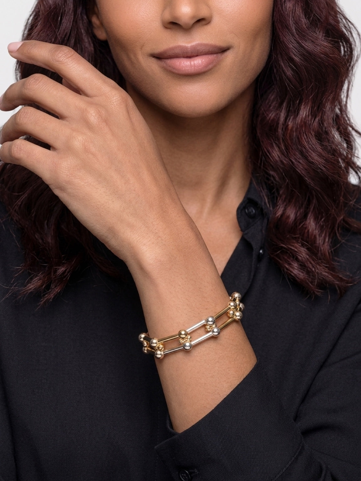 Two Toned Gold and Silver Link Bracelet