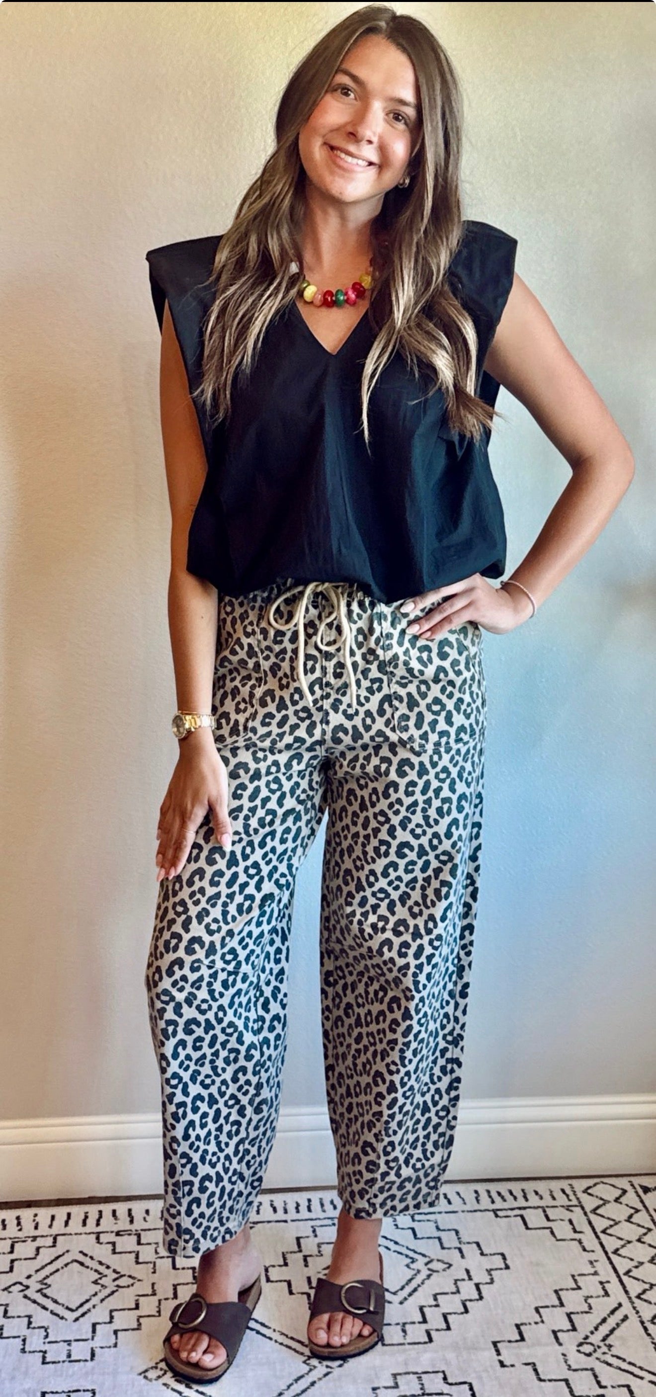 Leopard Denim Pants