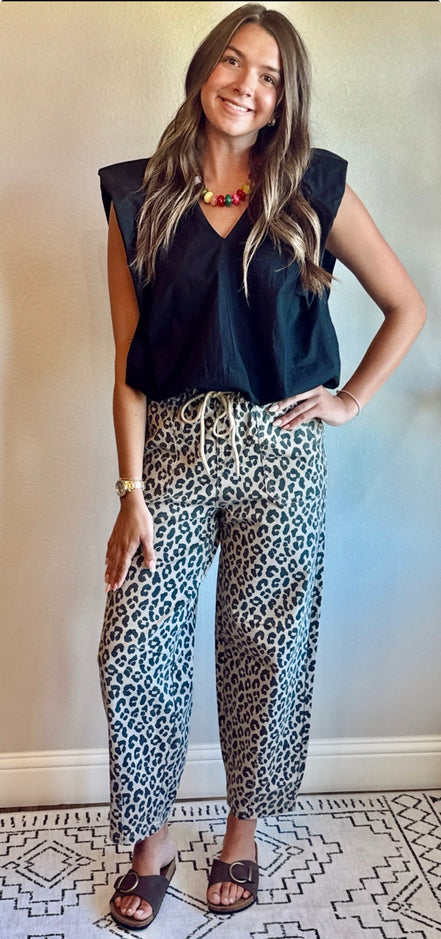 Leopard Denim Pants