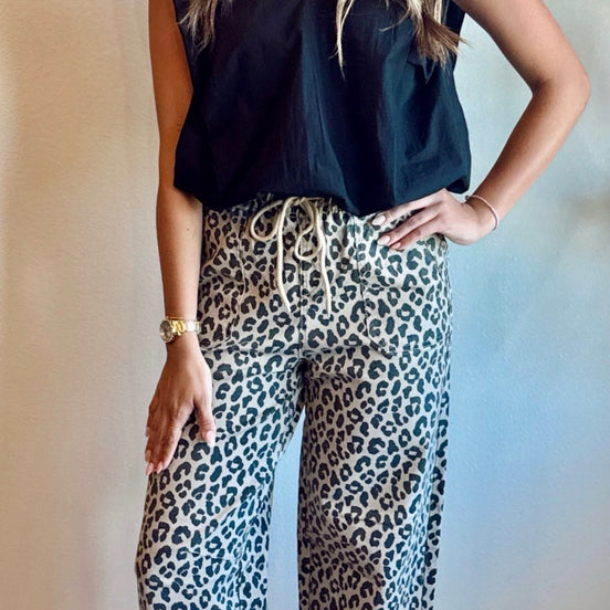 Leopard Denim Pants